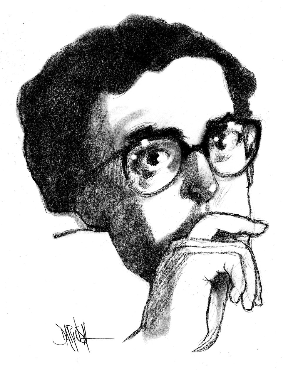 Adriano Romualdi (digital farveblyantstegning) af Dariush Radpour