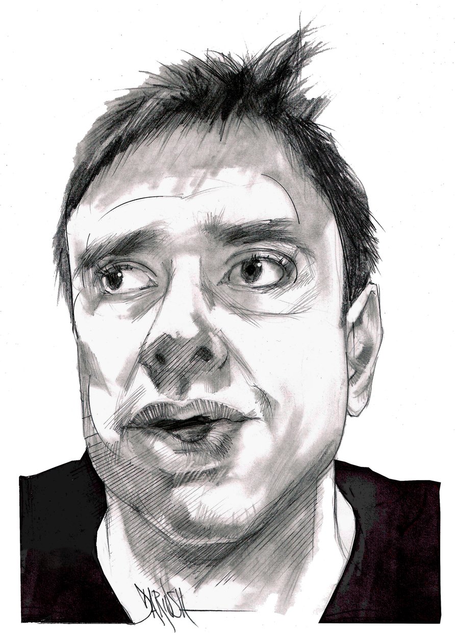 Alessandro Di Battista, 2023 (digital farveblyantstegning) af Dariush Radpour