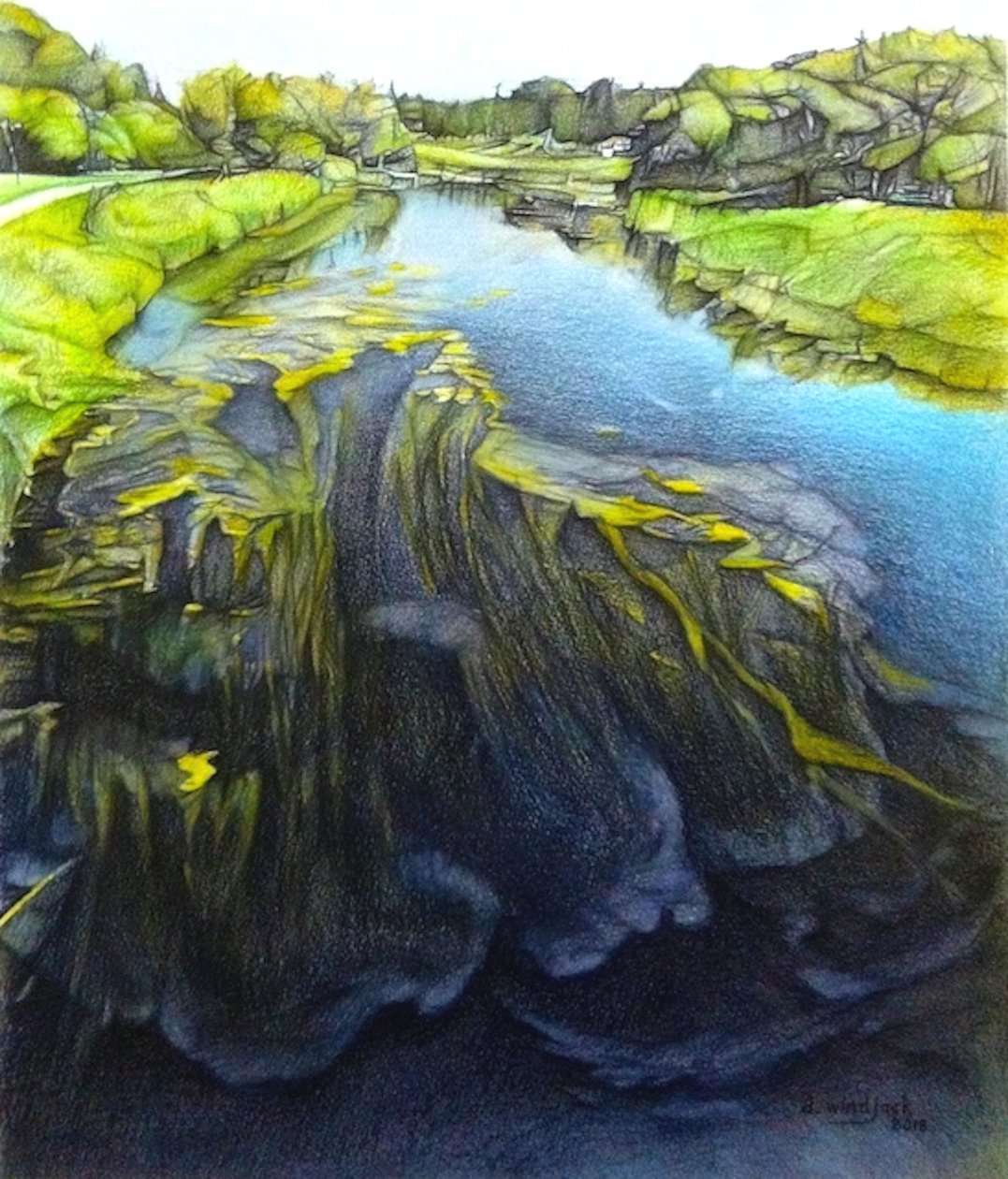 What Lies Beneath, 2018 (blyant, blæk på papir) af Darrell Windjack