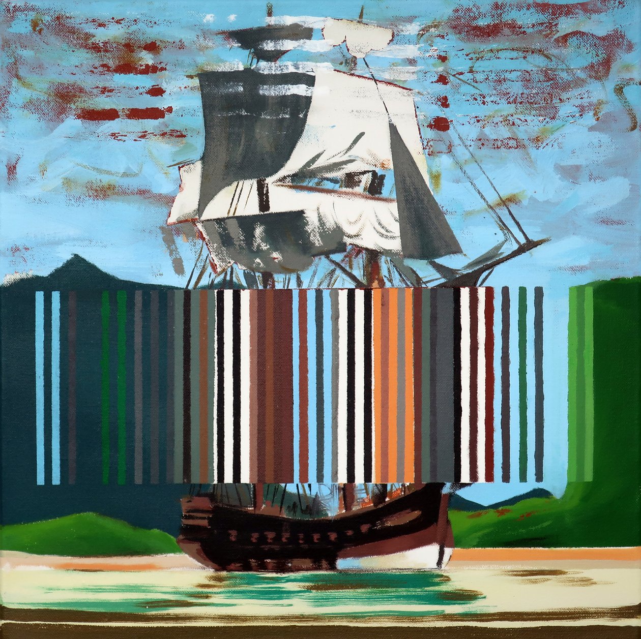 Bark Endeavour, 2019 (akryl på lærred) af Darren Coffield