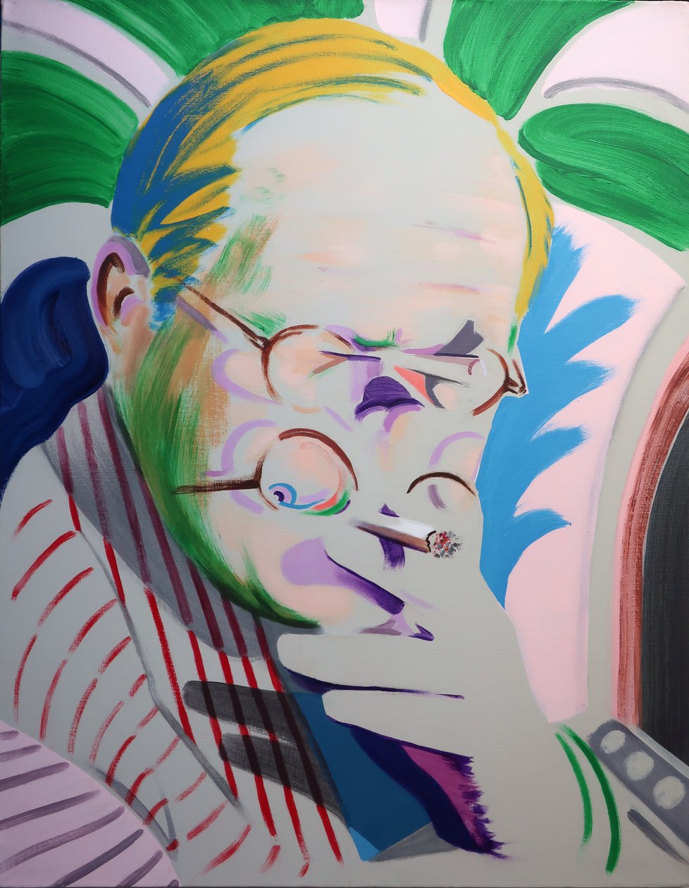 Hockney takes a Breather, 2013 (akryl på lærred) af Darren Coffield