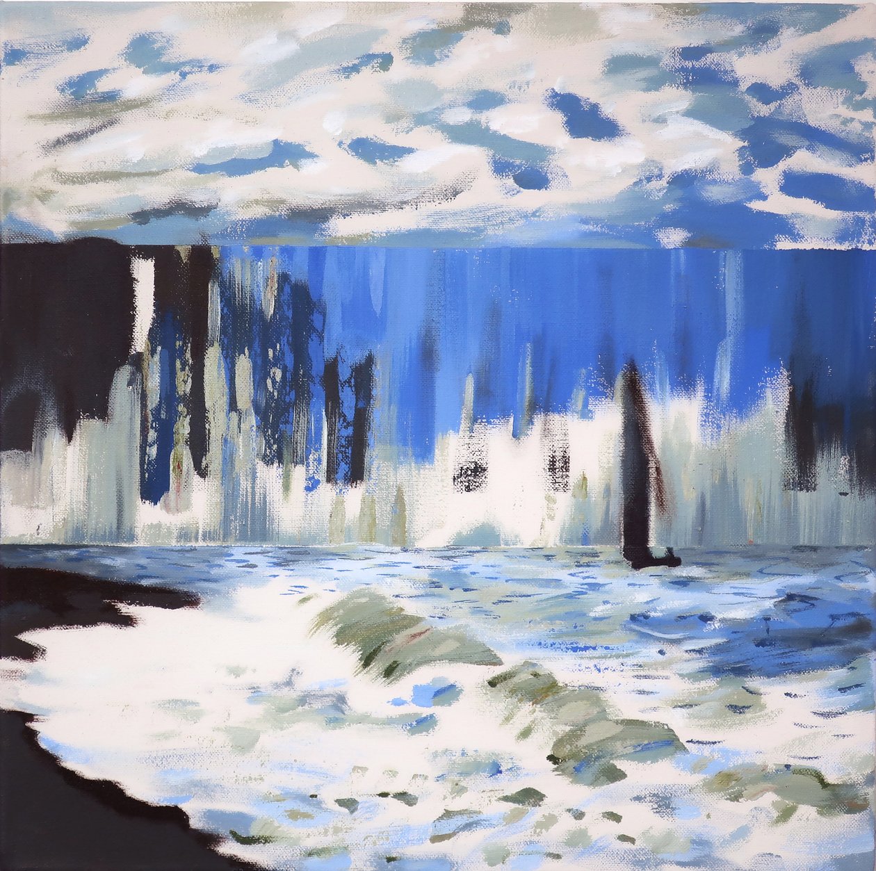 Havet ved Sainte Adresse efter Monet, 2019 (akryl på lærred) af Darren Coffield