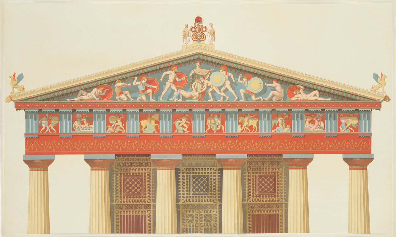 Facade af Jupiters tempel i Aegina (323-27 f.Kr.) af Daumont