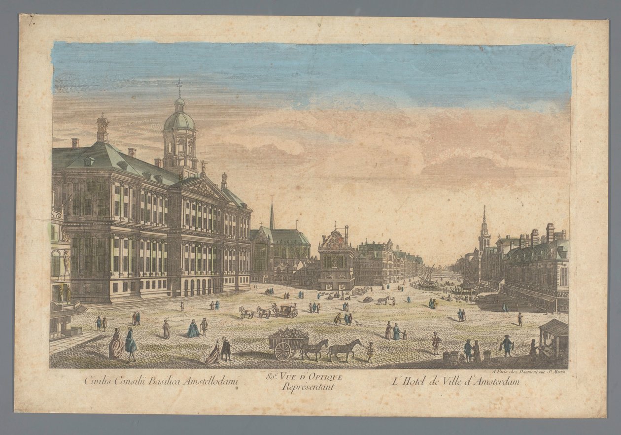 Udsigt over rådhuset på Dam-pladsen i Amsterdam Civilis Consilu Basilica Amstellodami / So.e Vue D