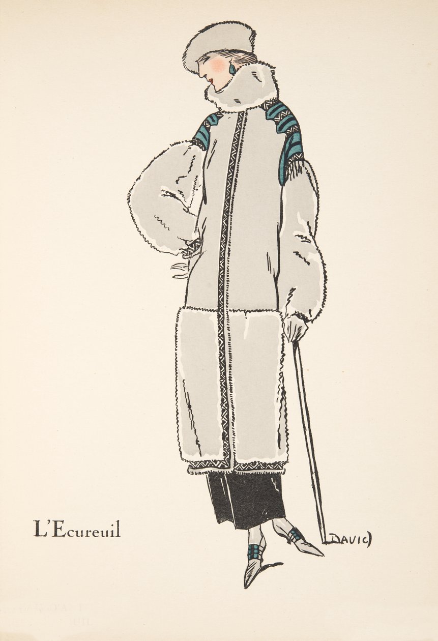 LEcureuil, fra en samling af modeplader, 1922 (pochoir-tryk) af David