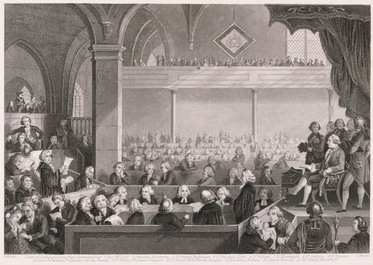 The General Assembly of the Church of Scotland as in 1783, graveret af T. Brown, fra 