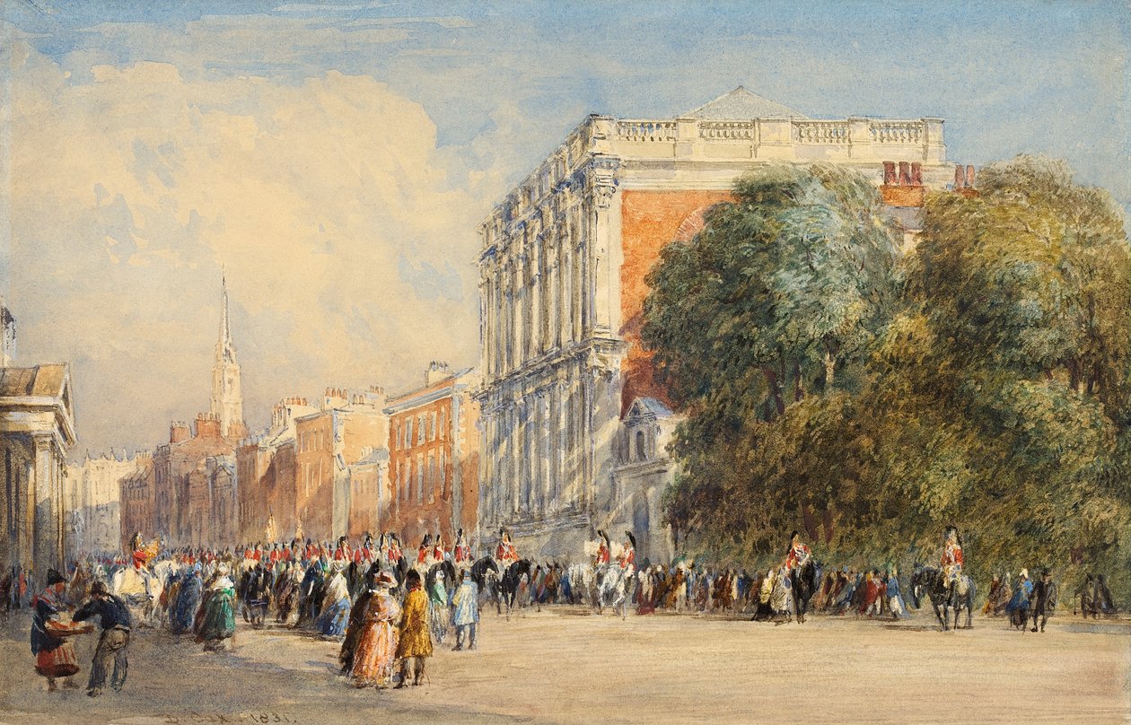 Det gamle Whitehall med livgarden, 1831 af David Cox