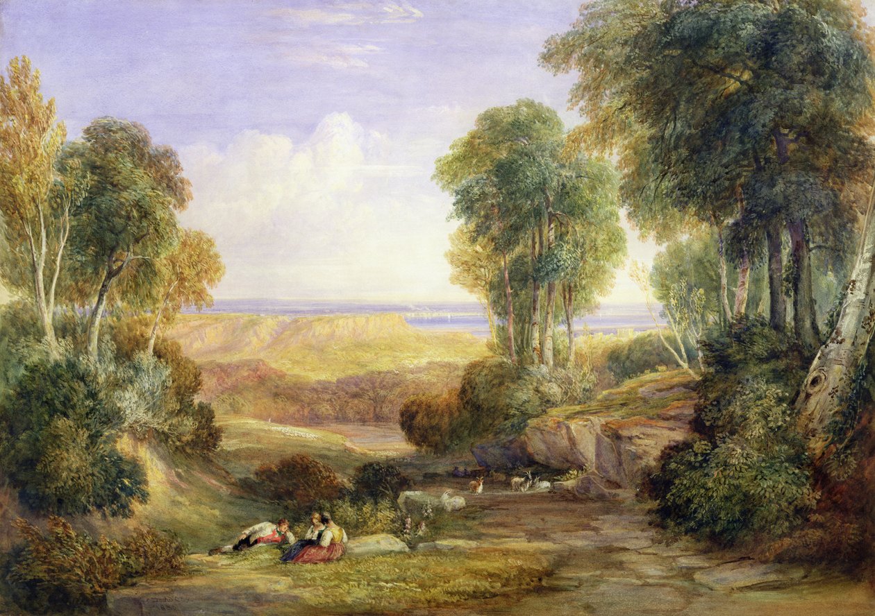 Junction of the Severn and the Wye med Chepstow i det fjerne, 1830 af David Cox