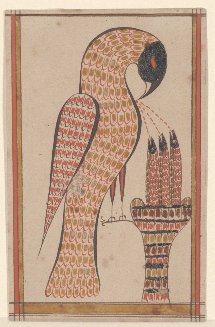 Pelikan i sin fromhed, Frakturmaleri, ca.1810 (pen og blæk med wc på papir) af David Kulp