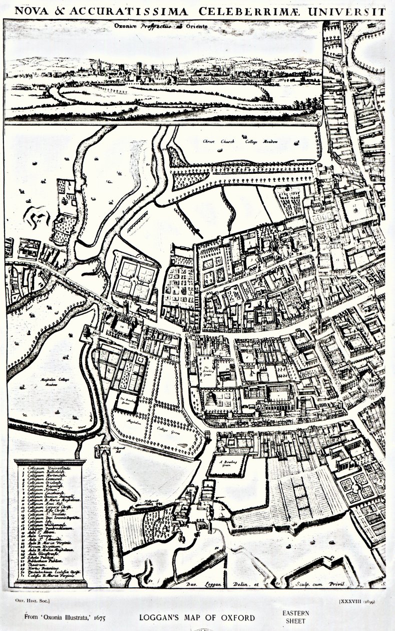 Loggans kort over Oxford, Eastern Sheet, fra 