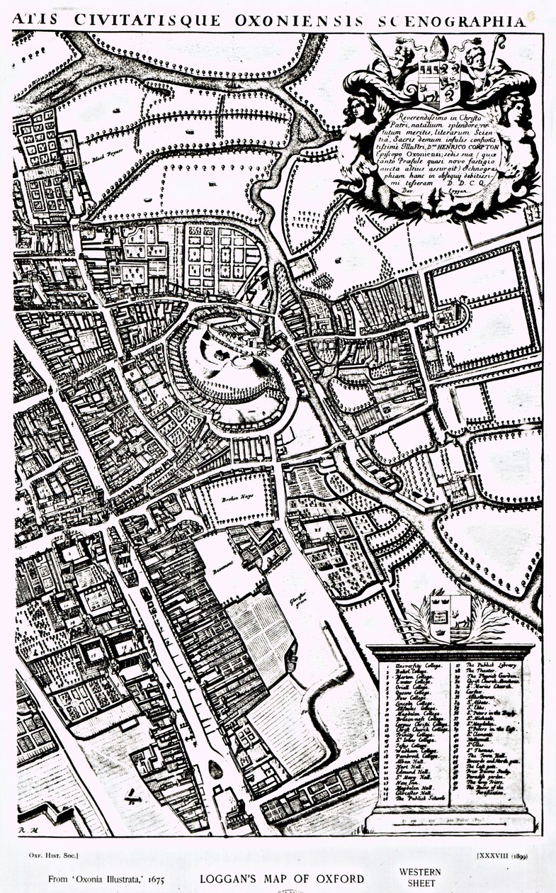 Loggans kort over Oxford, Western Sheet, fra 