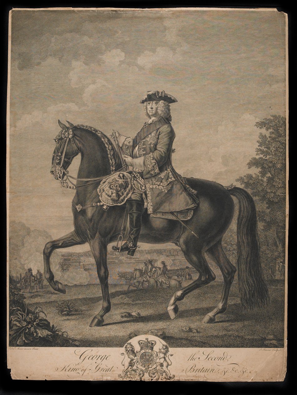 Kong George II (1683-1760), graveret af S. Ravenet (1683-1760) udgivet af David Morier, december 1757 af David Morier