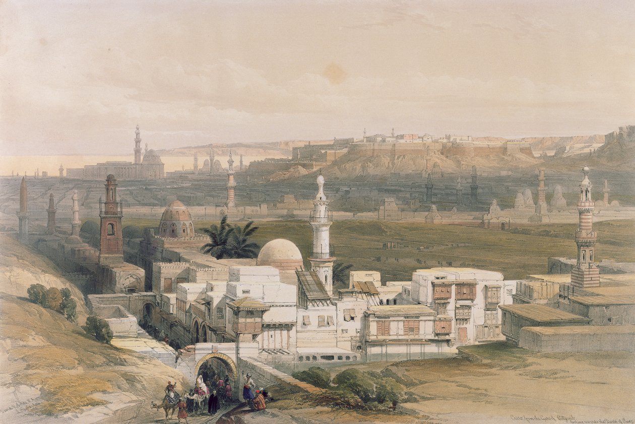 Kairo fra Porten til Citizenib, ser mod Suez-ørkenen, fra Egypten og Nubien, Vol.3 af David Roberts