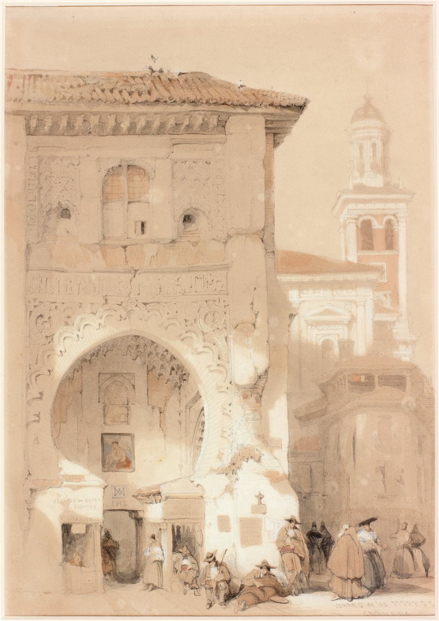 Correo de los Morros, Granada (blyant og wc på vævet papir) af David Roberts