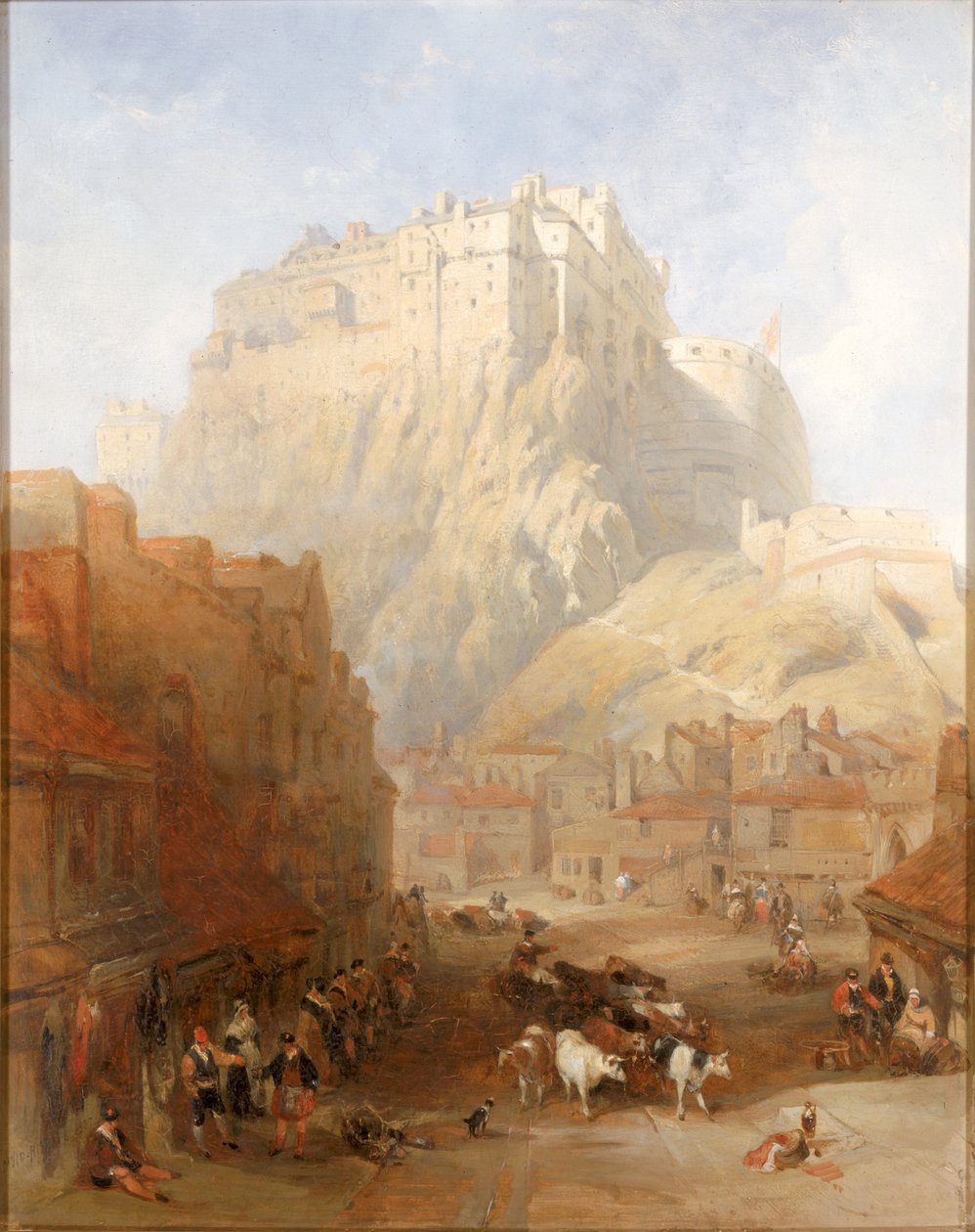 Edinburgh Castle fra Grassmarket, 1837 af David Roberts