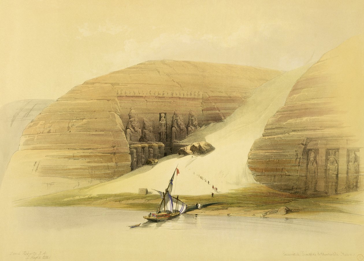 Udgravet tempel Abu Simbel, fra Egypten og Nubien, Vol.1 af David Roberts