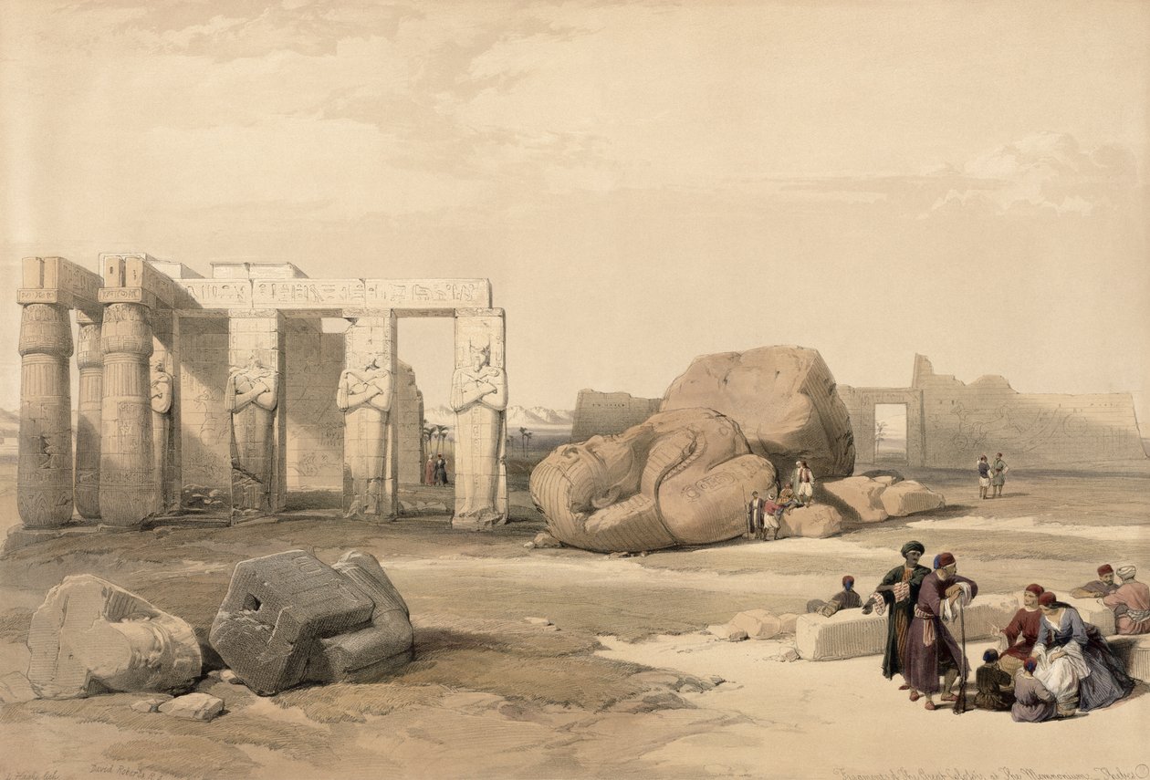 Fragmenter af den store koloss ved Memnonium, Theben, fra Egypten og Nubien, bind 1 af David Roberts