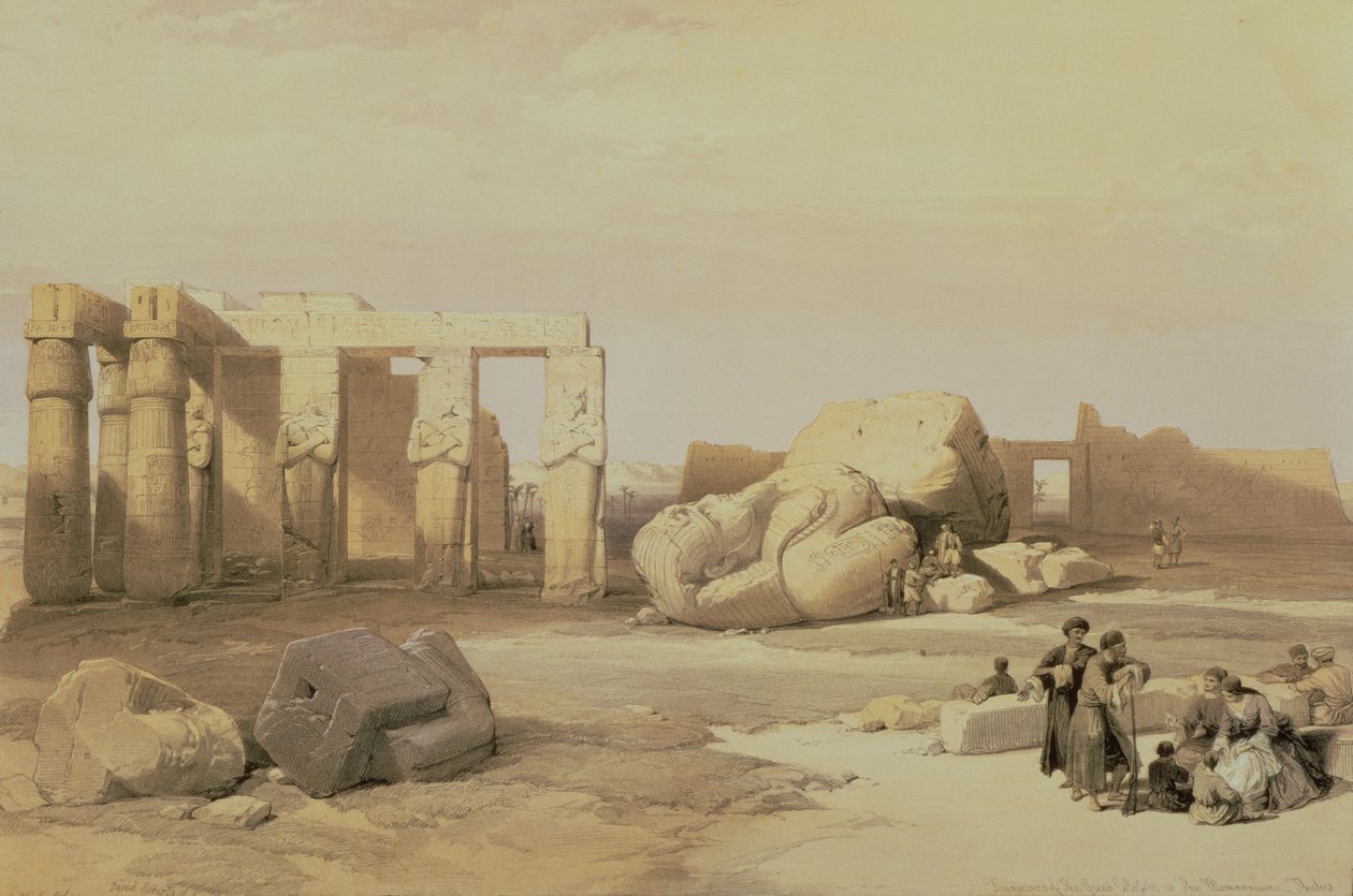 Fragmenter af den store kolos, ved Memnonium, Theben, 1937 f.Kr af David Roberts