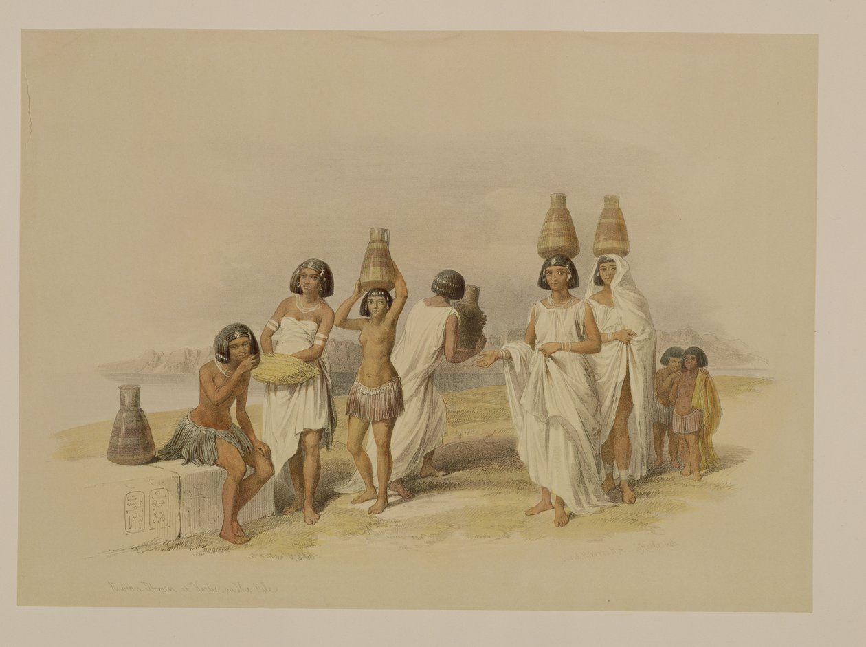 Nubiske kvinder ved Kortie on the Nile, fra Egypten og Nubia, Vol.1 af David Roberts