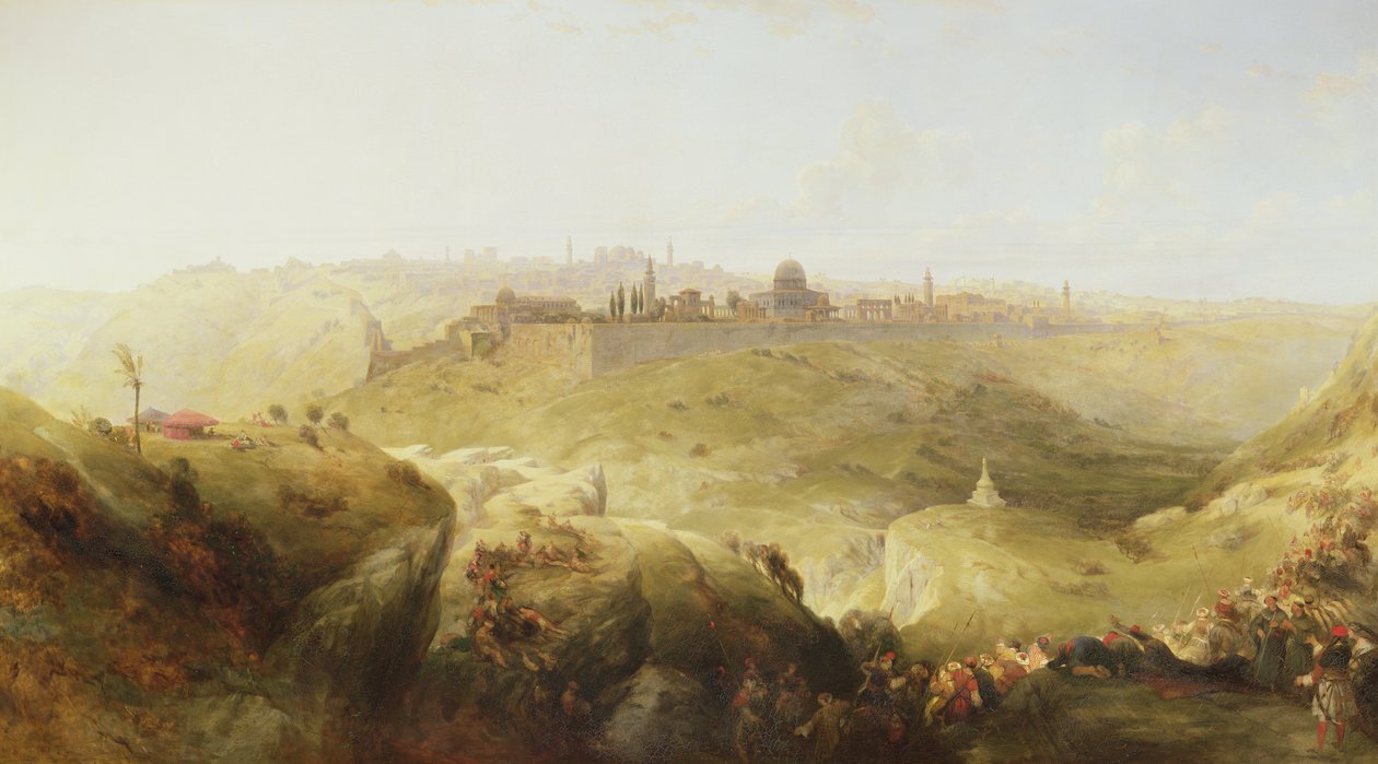 Pilgrimme nærmer sig Jerusalem af David Roberts