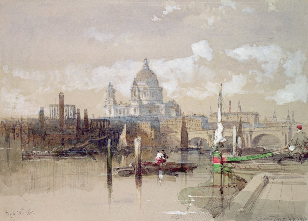 St. Pauls fra floden, 1863 af David Roberts