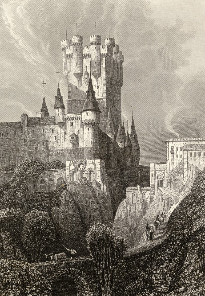 Alcazar før branden i 1862, Segovia af David Roberts