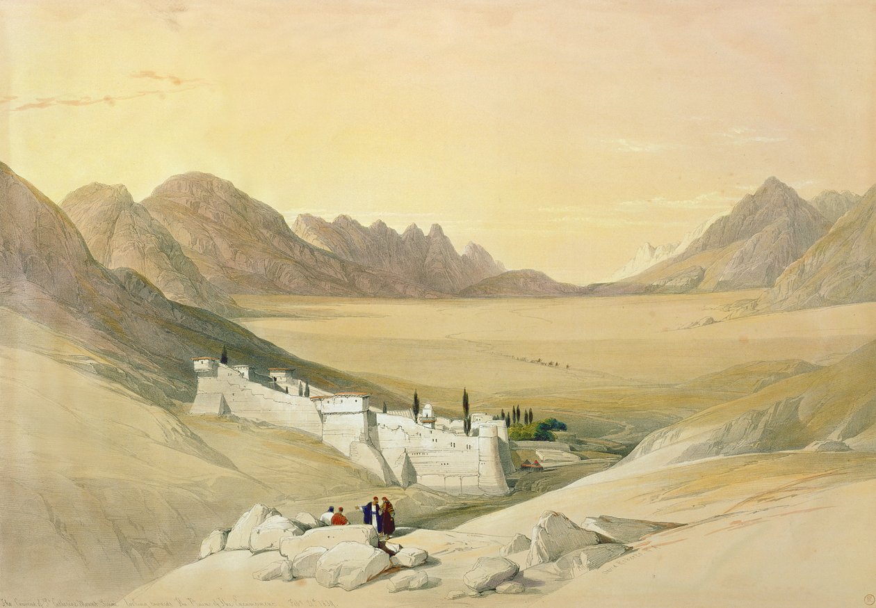 St. Catherine-klosteret, Sinai-bjerget, med udsigt mod lejrens sletten, 21. februar 1839, plade 116 fra bind III af 