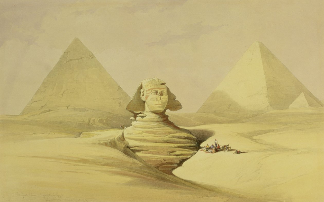 Den store sfinks og pyramiderne i Giza, fra Egypten og Nubien, Vol.1 af David Roberts