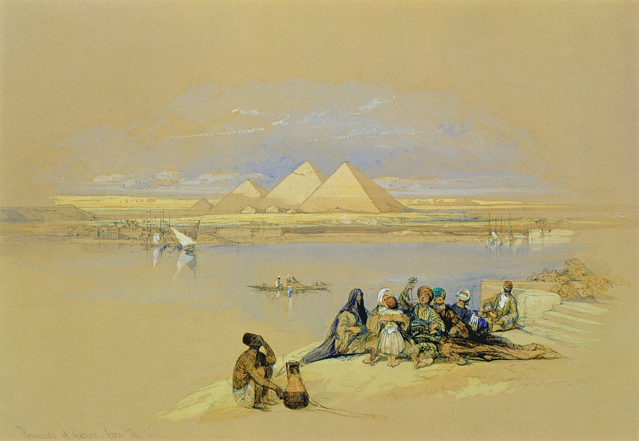 Pyramiderne i Giza, nær Kairo af David Roberts