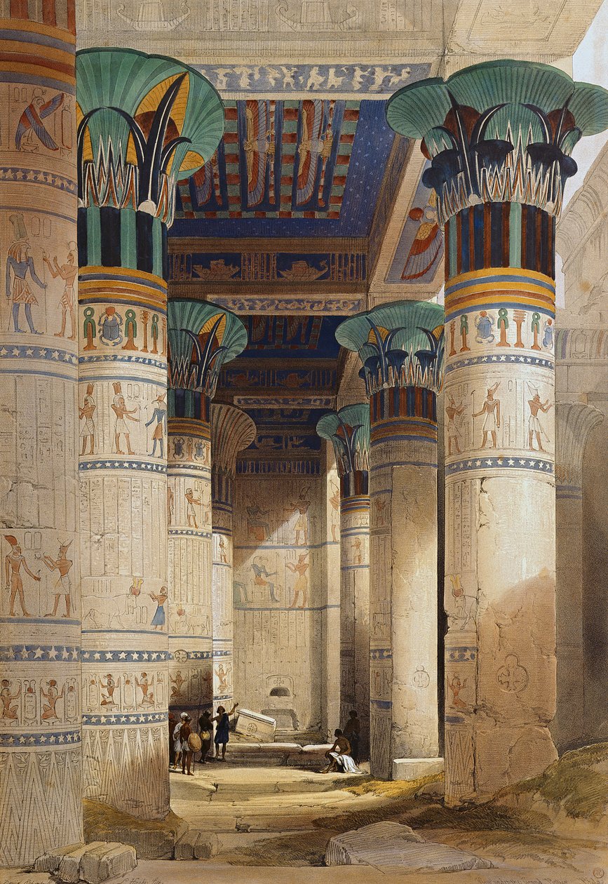 Udsigt under Grand Portico, Philae, fra Egypten og Nubia, Vol.1 af David Roberts