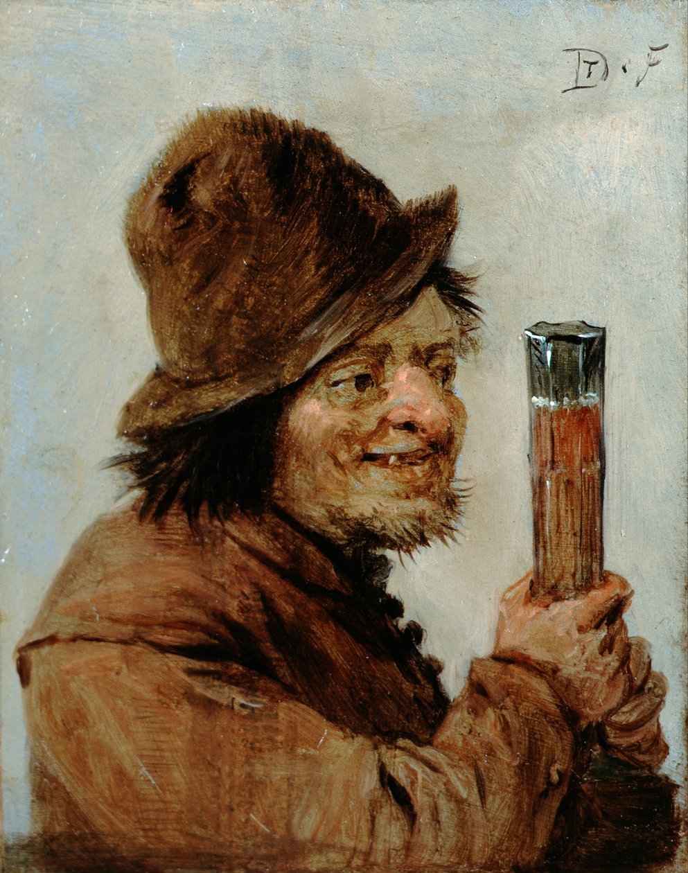 En bonde, der holder et glas af David Teniers the Younger