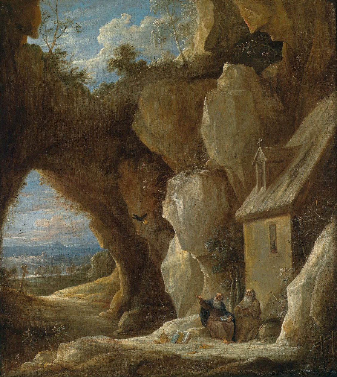 De hellige Anthony og Paul i ørkenen af David Teniers the Younger