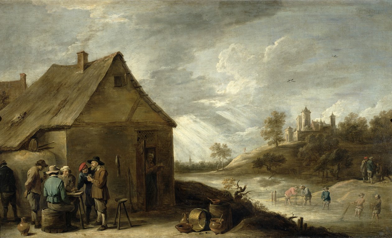Kro ved en flod af David Teniers the Younger