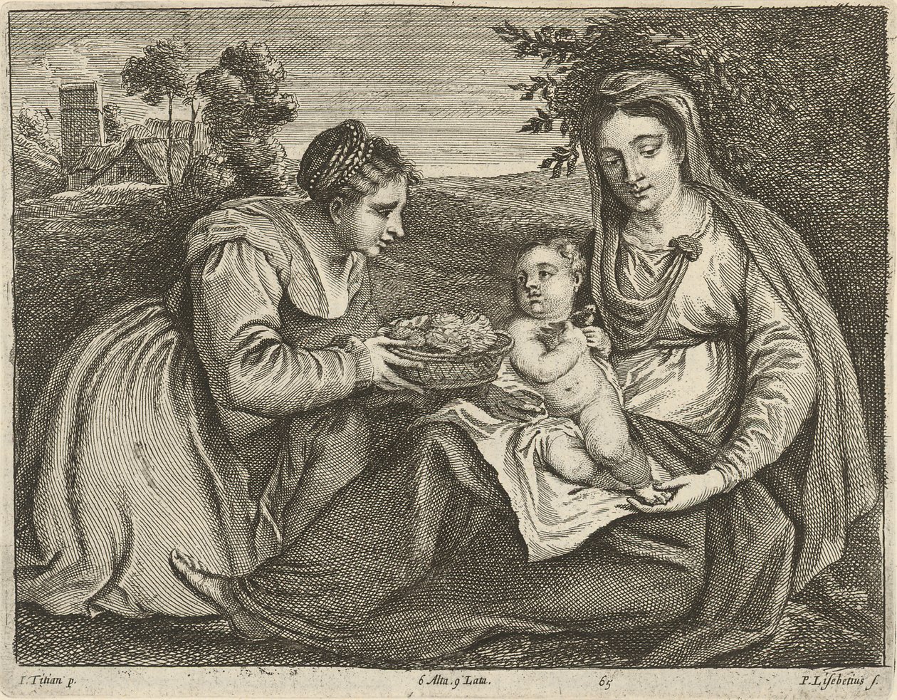 Madonna og barn med St. Dorothy af David Teniers the Younger
