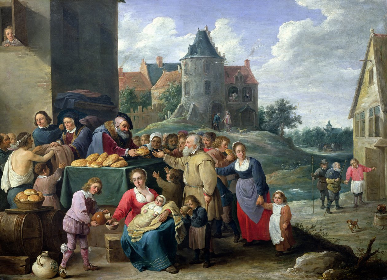 De syv barmhjertighedsgerninger (olie på kort) af David Teniers the Younger