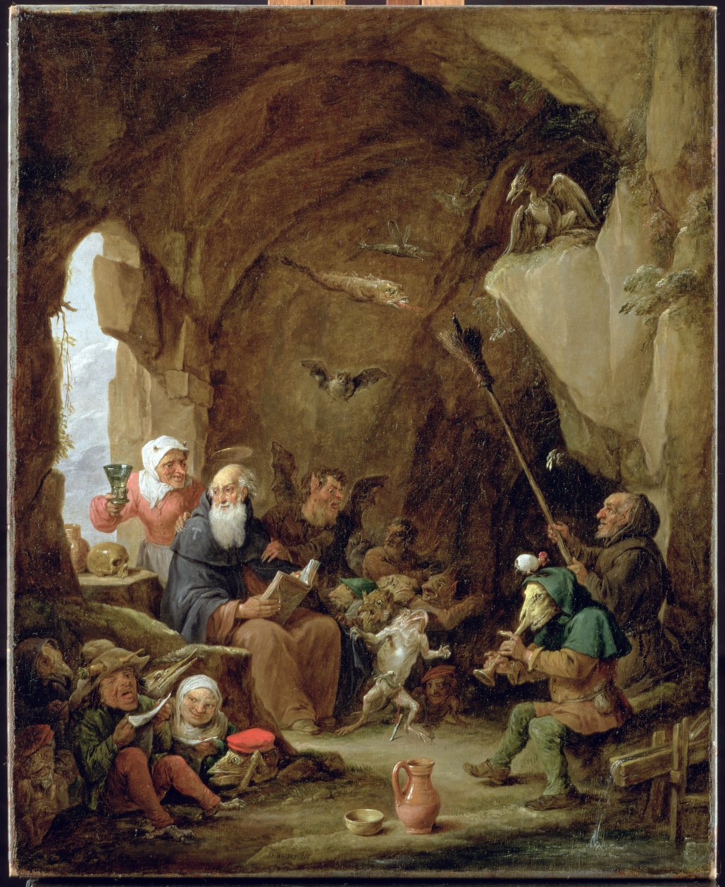 Sankt Anthonys fristelse i en klippehule af David Teniers the Younger