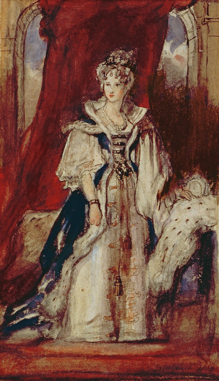 Dronning Adelaide (1792-1849) 1836 (pen og wc på papir) af David Wilkie