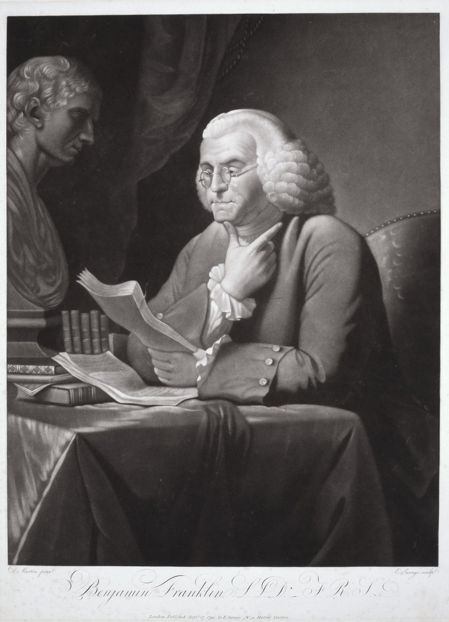Benjamin Franklin af David (after) Martin