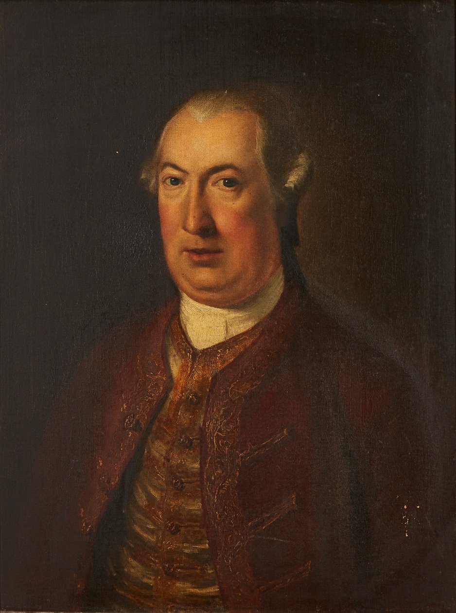 Halvlængde portræt af en gentleman i en broderet jakke og vest (olie på lærred) af David (follower of) Martin