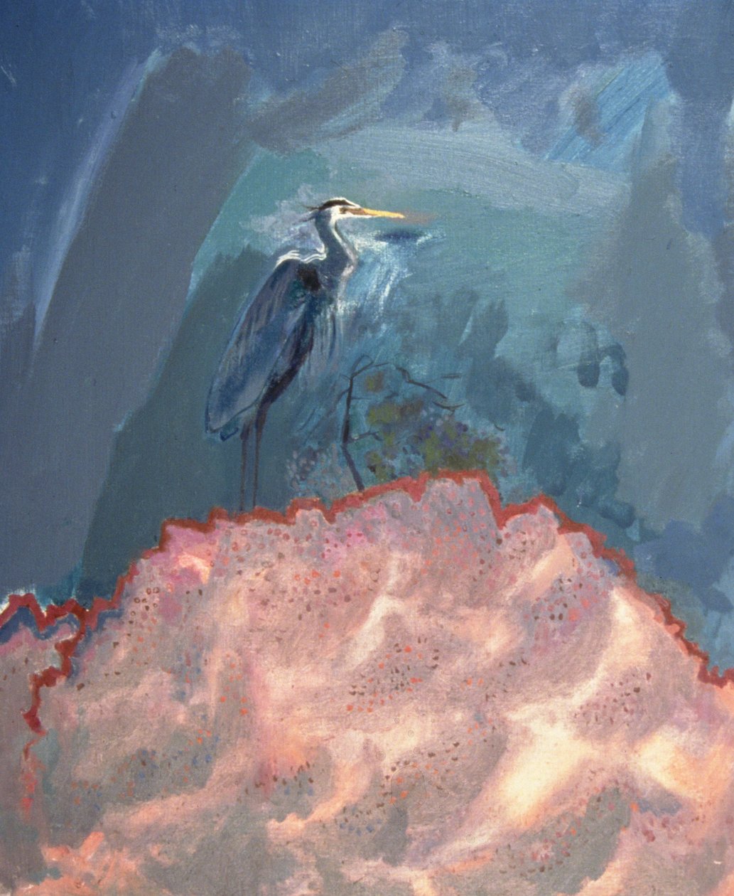 Great Blue Heron (olie på lærred) af David Alan Redpath Michie