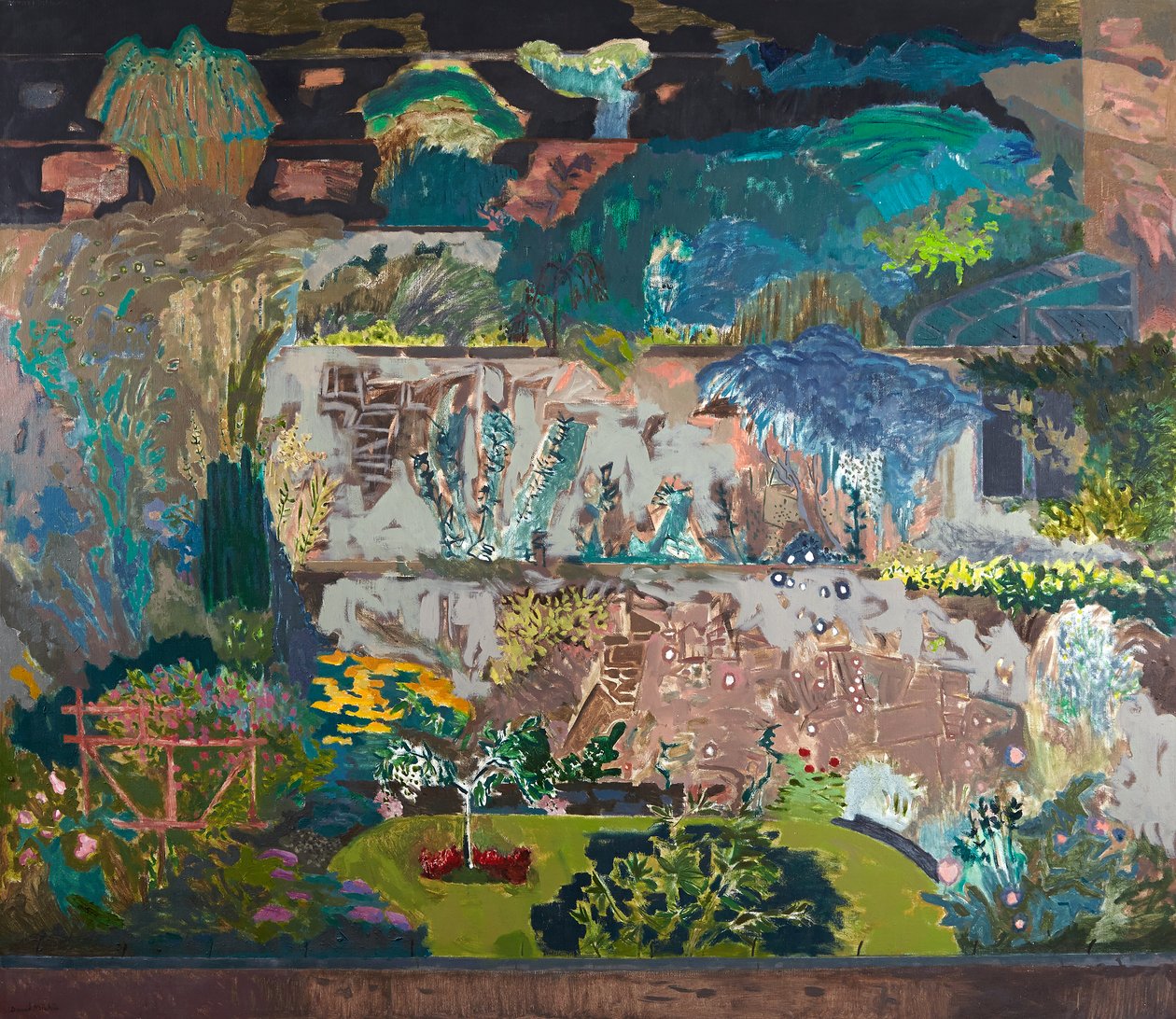 Suffolk Road Back Gardens, ca. 1993 (olie på lærred) af David Alan Redpath Michie