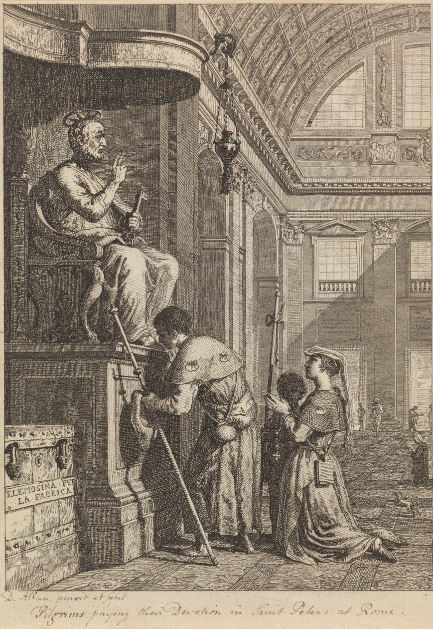 Pilgrimme, der betaler deres hengivenhed i St. Peters i Rom af David Allan