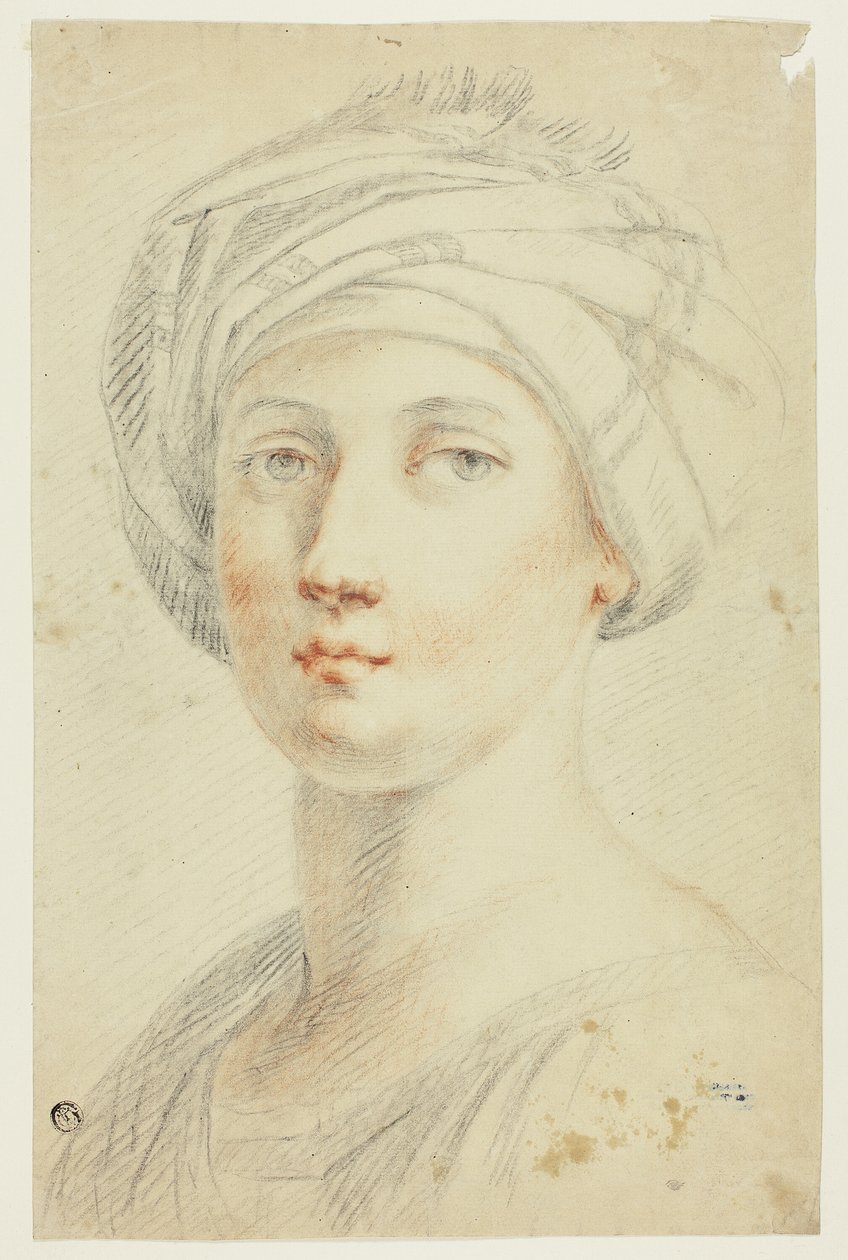 Portrætbuste af ung kvinde med turban af David Allan