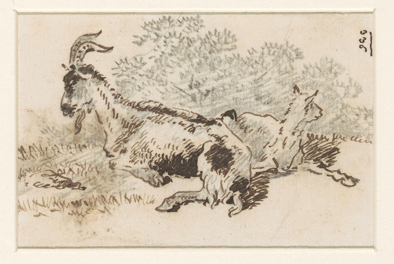 Ged og unger i et landskab af David Alphonse de Sandoz Rollin