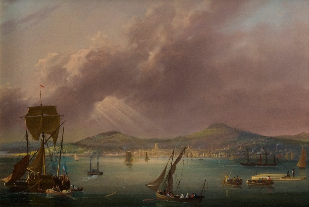 Dundee from the River, ca. 1835 (olie på lærred) af David Angelo Andrews