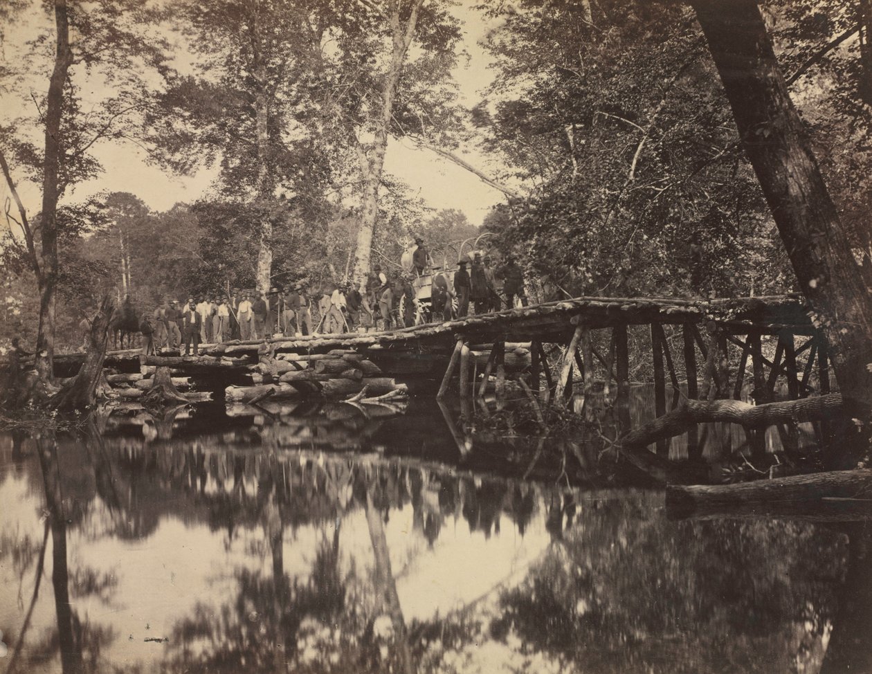 Military Bridge, over Chickahominy, Virginia, 1862. af David B. Woodbury