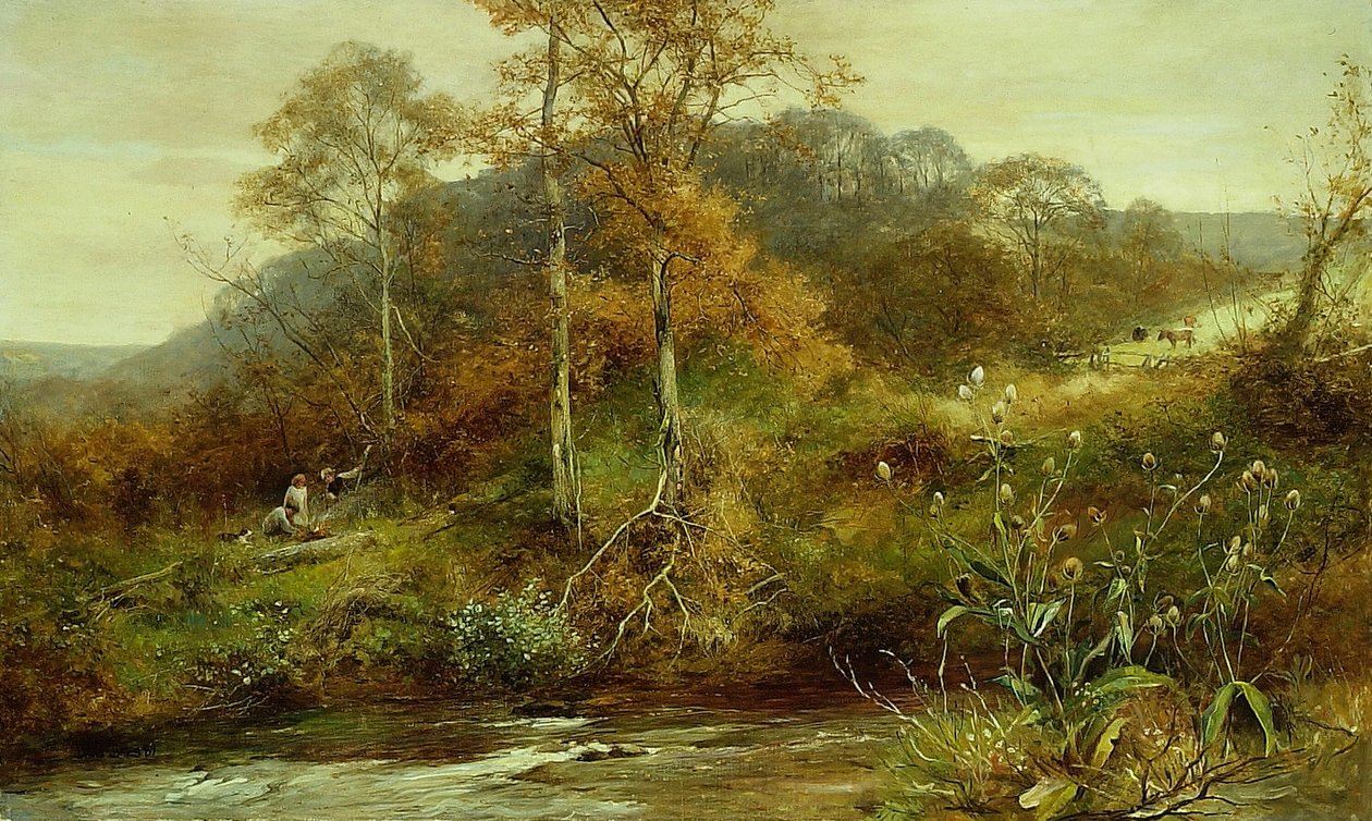 Autumn River Scene, The Brook af David Bates