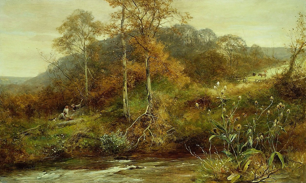 Autumn River Scene, The Brook af David Bates