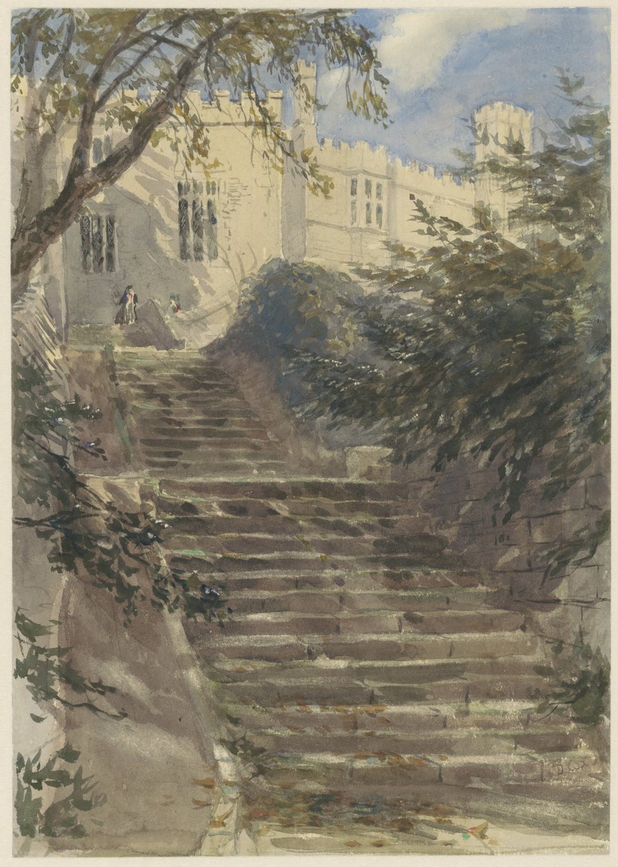 Havetrappe ved Haddon Hall (Derbyshire) af David Cox (I)