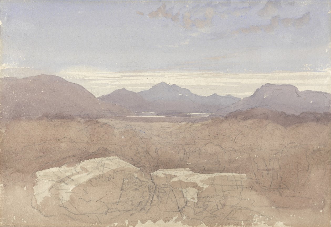 A Mountainous View, North Wales, ca. 1818 (w/c & grafit på papir) af David Cox